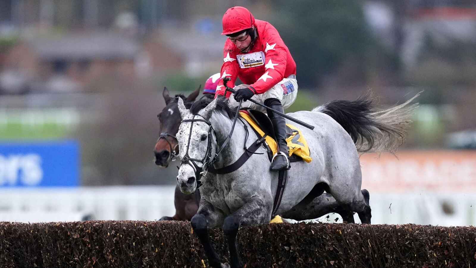 L'eau Du Sud ridden by jockey Harry Skelton on their way to winning the Betfair Henry VIII Novices' Chase