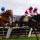 Apolon De Charnie ridden by Patrick Mullins (back right) clears the last before going on to win the JCB Triumph Hurdle on day four of the 2026 Cheltenham Festival at Cheltenham Racecourse.