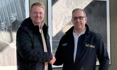 Pictured here right, Adrian Hindley (Jelka) and left, Oliver Sandmann (Sascotec) at Sascotec’s facility, marking Jelka’s appointment as UK distributor for Sascotec Horsepower conditioning and rehabilitation systems.