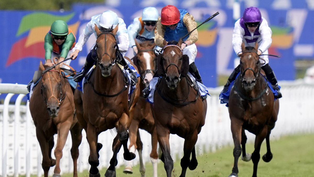 Evening Saigon (red cap) edges out Stratusnine in the Stewards’ Cup